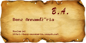 Benz Annamária névjegykártya