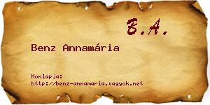 Benz Annamária névjegykártya